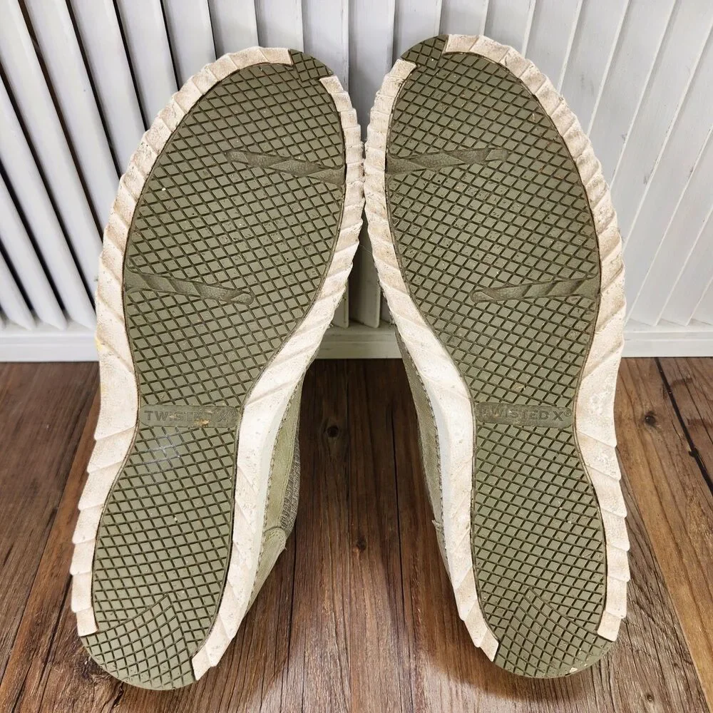 Twisted X Zero-X Men's 10.5 Olive Green Lace Up Boat Dock Moc Toe Shoes MZX0009